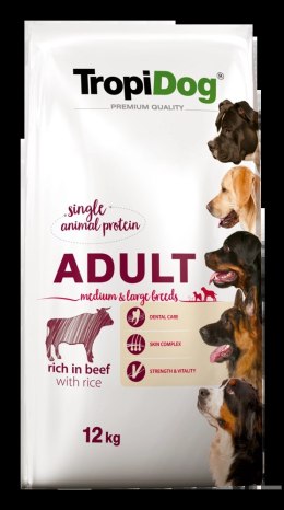 Tropidog Premium Adult Medium & Large Breed Wołowina Z Ryżem 12kg